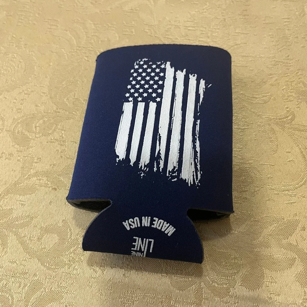 Nine Line Can Cooler Unisex OS Navy Blue Good Patriotic American Flag Koozie